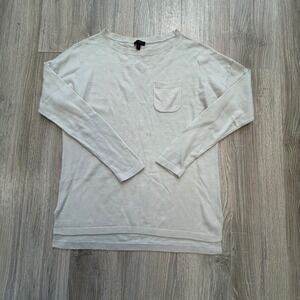 Talbots Women's Medium Beige Lambswool Blend Long Sleeve‎ Pocket Sweater